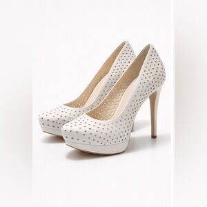 BCBGMAXAZRIA White Perforated Leather Pumps – Size 8 – NEW